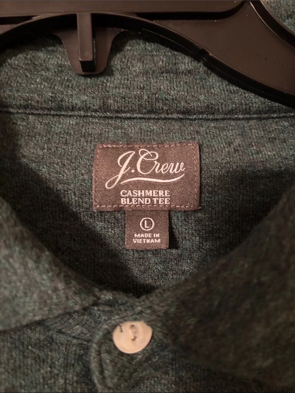 J. Crew Cashmere Blend Green Long-Sleeve Polo Shirt